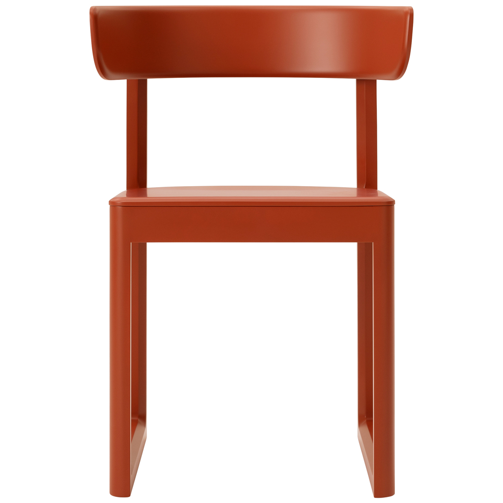maple / urethane finish, matte rusty red