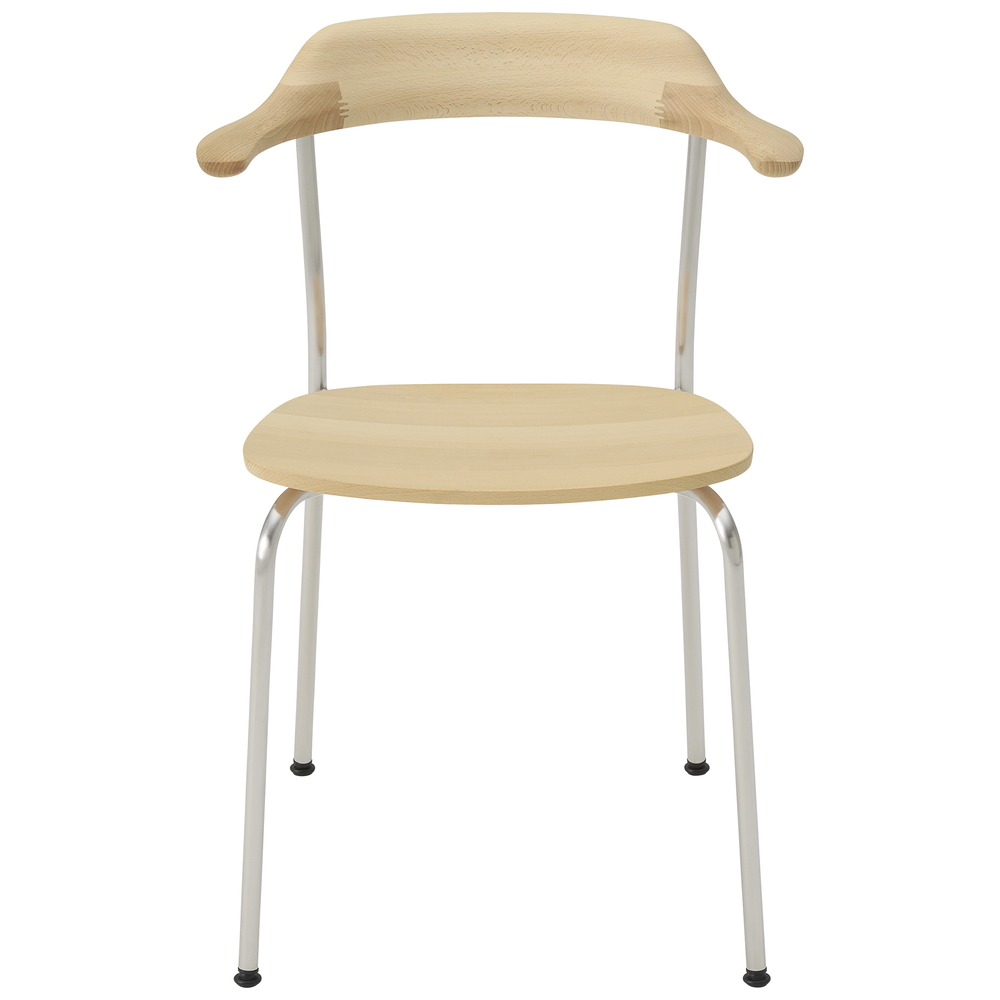 beech / urethane finish, whitish / Steel: brushed stainless steel