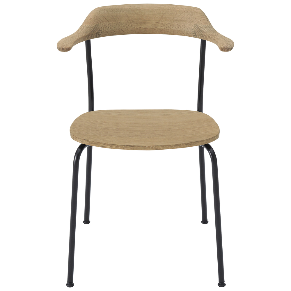 oak / urethane finish, whitish / Steel: black powder coated stainless steel