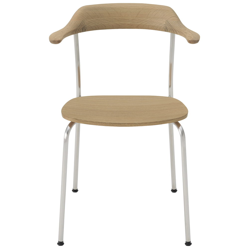 oak / urethane finish, whitish / Steel: brushed stainless steel