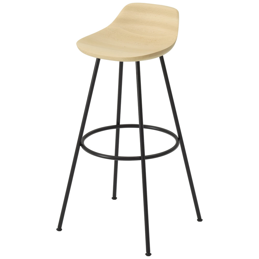 beech / urethane finish, whitish / Steel: black powder coated stainless steel