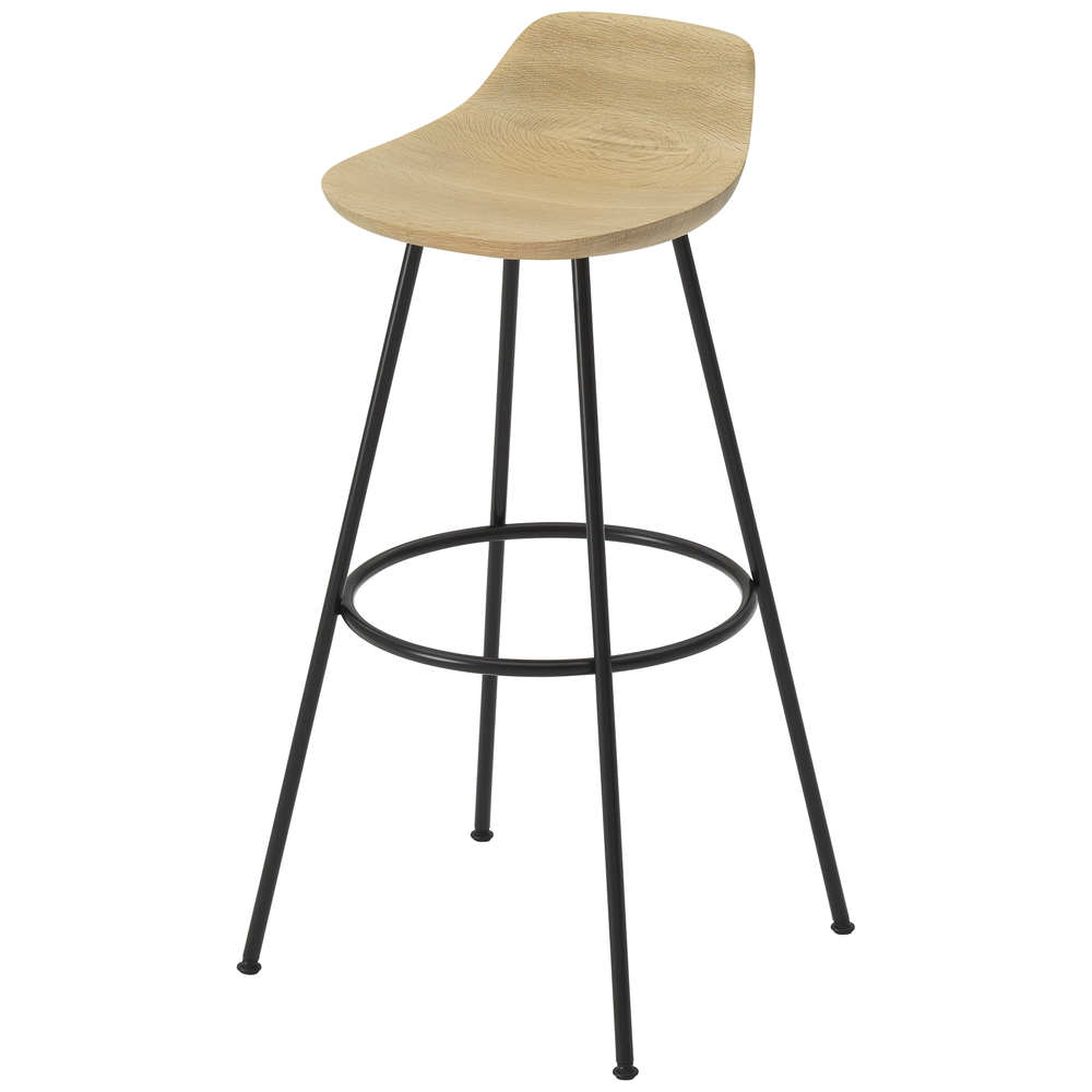 oak / urethane finish, whitish / Steel: black powder coated stainless steel