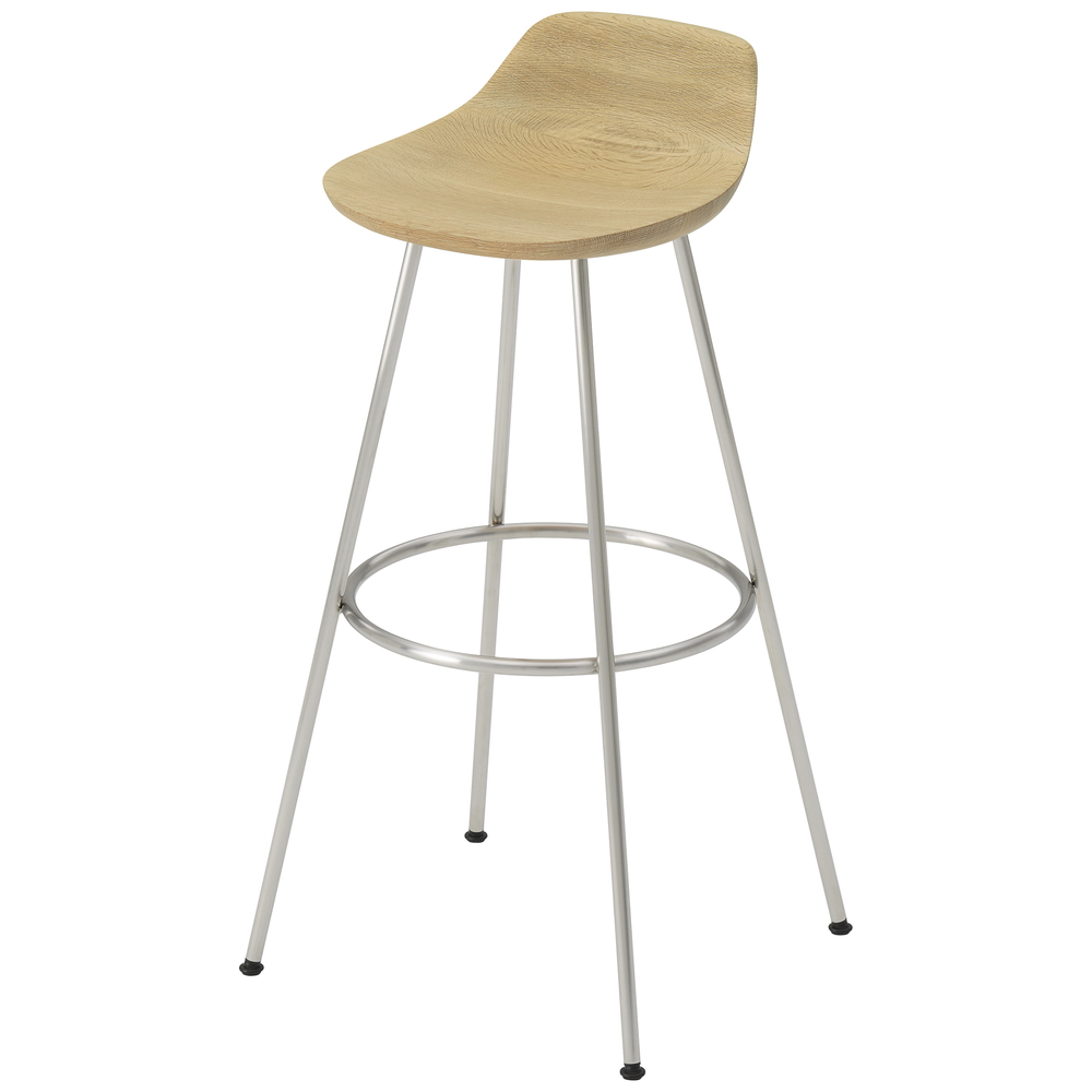 oak / urethane finish, whitish / Steel: brushed stainless steel