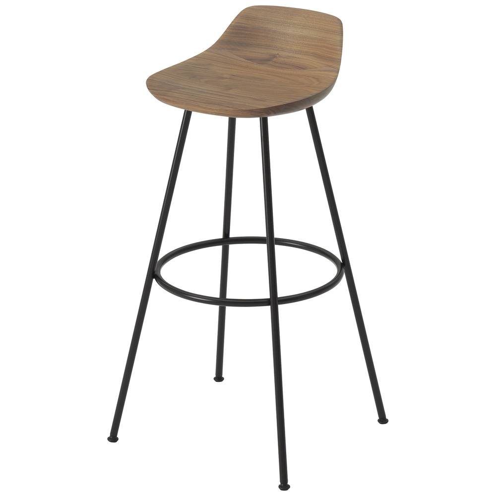 walnut / urethane finish, clear / Steel: black powder coated stainless steel