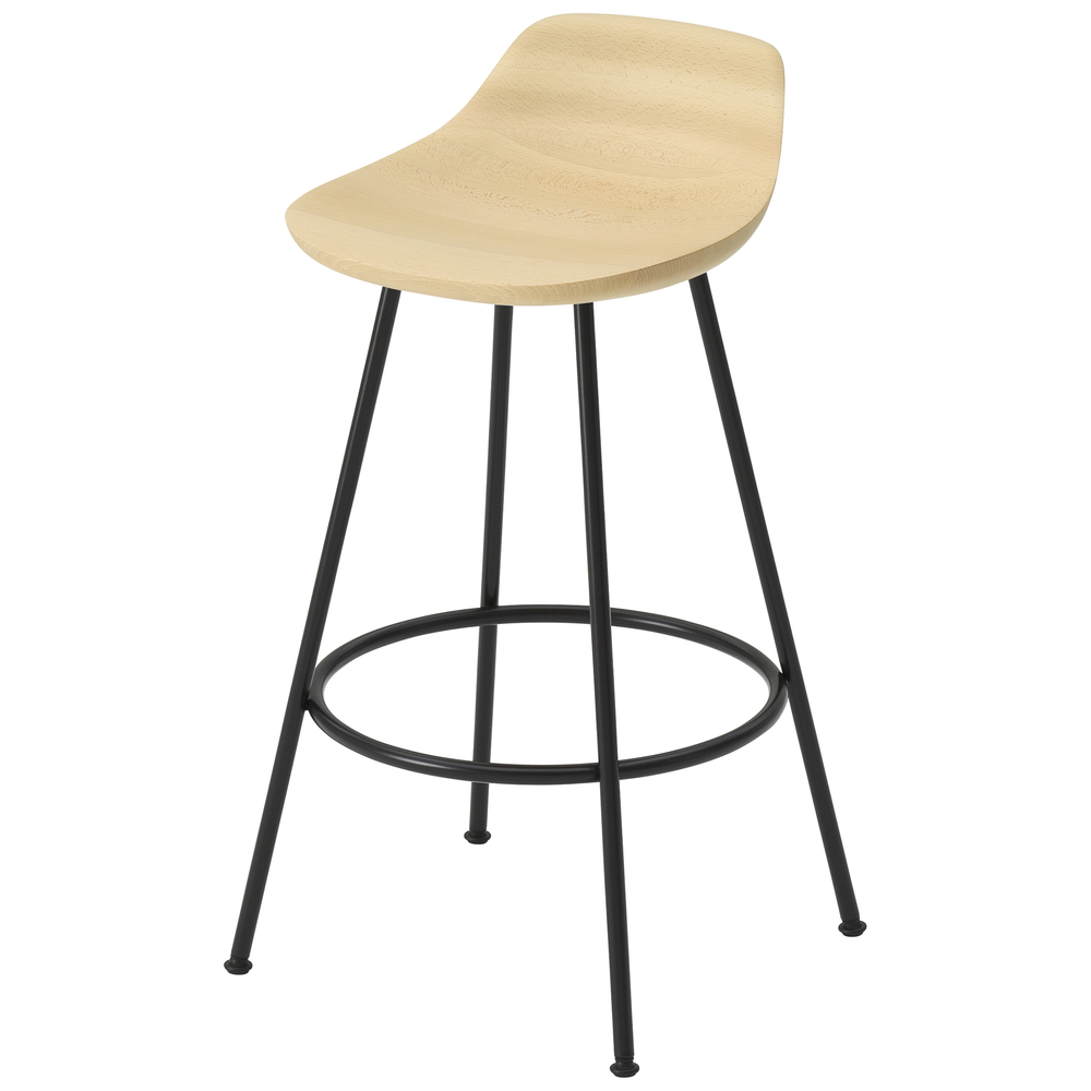 beech / urethane finish, whitish / Steel: black powder coated stainless steel