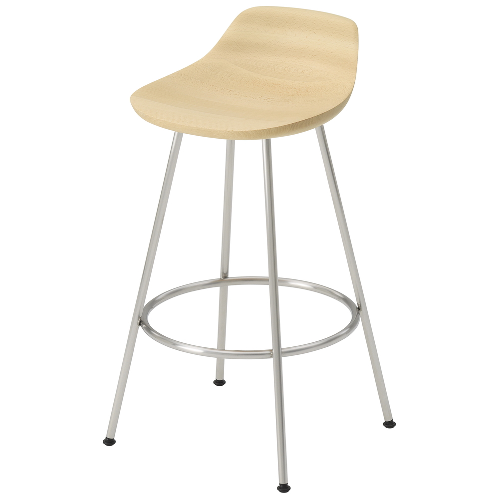 beech / urethane finish, whitish / Steel: brushed stainless steel