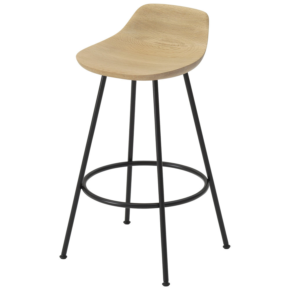 oak / urethane finish, whitish / Steel: black powder coated stainless steel