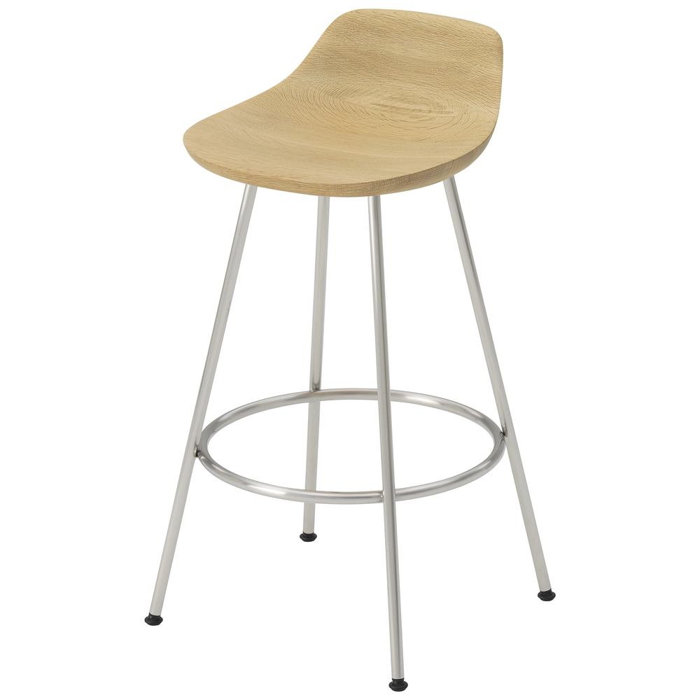 oak / urethane finish, whitish / Steel: brushed stainless steel