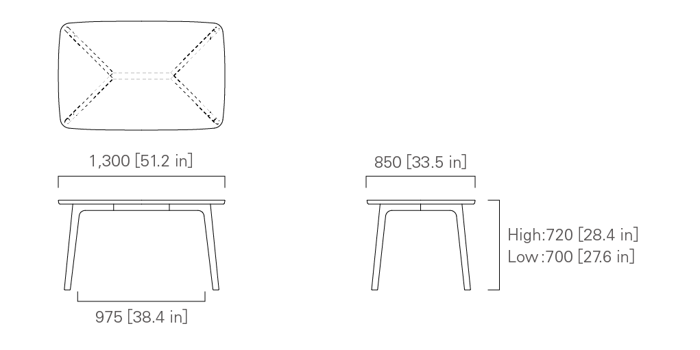 TABLE 130 (rectangular) Low/High