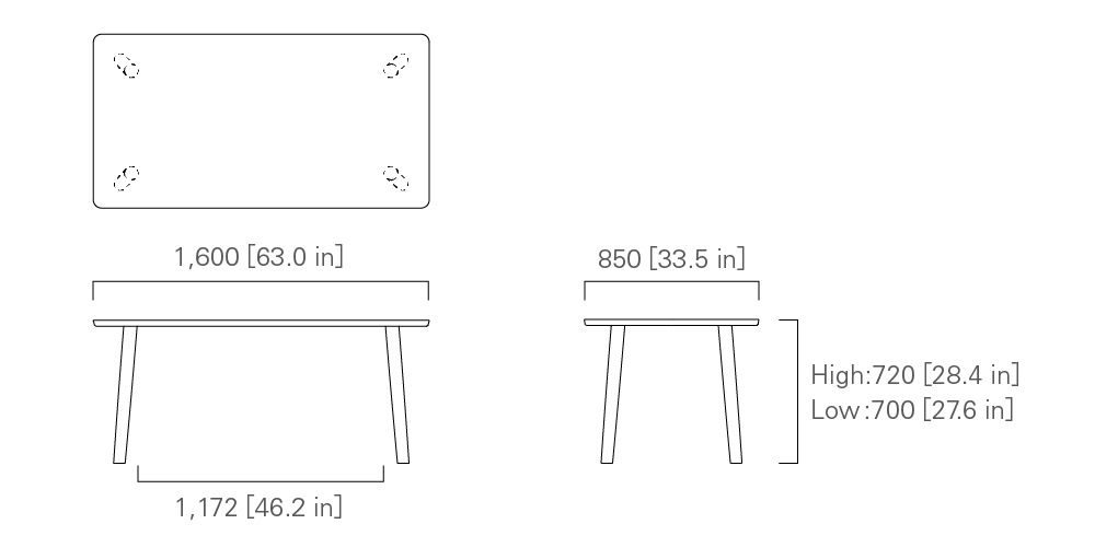 TABLE 160 (rectangular) Low/High