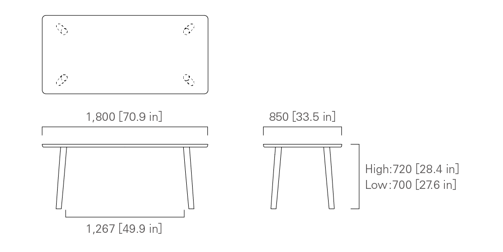 TABLE 180 (rectangular) Low/High
