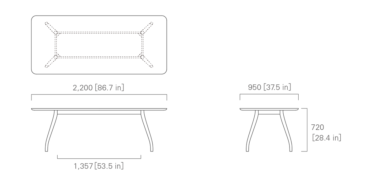 TABLE 220 (rectangular, wooden top)