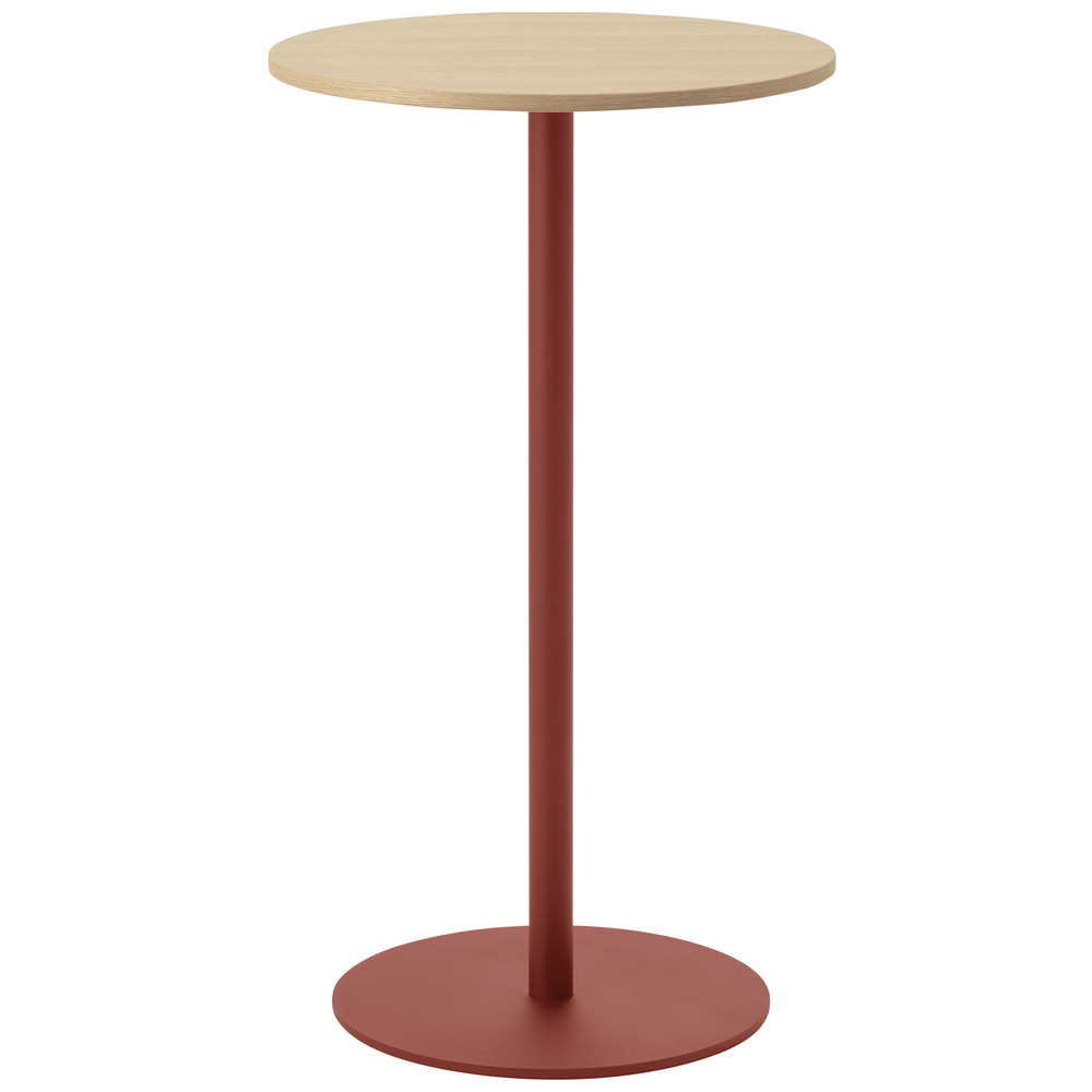 oak / urethane finish, whitish / Steel: red powder coated