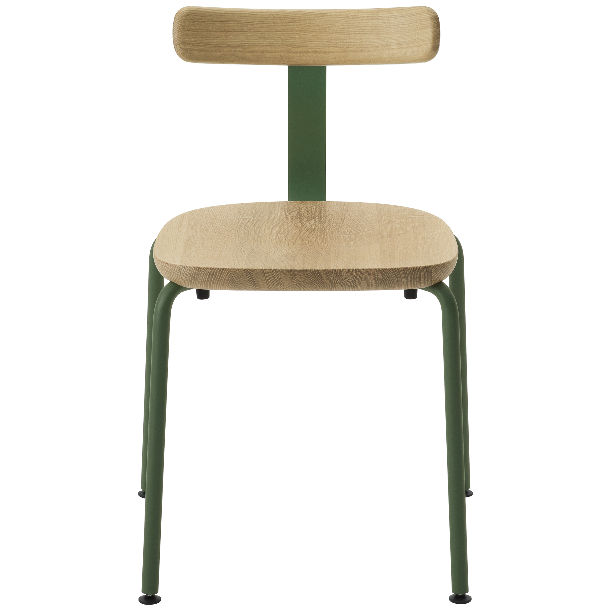 oak / urethane finish, clear / Steel: green powder coated