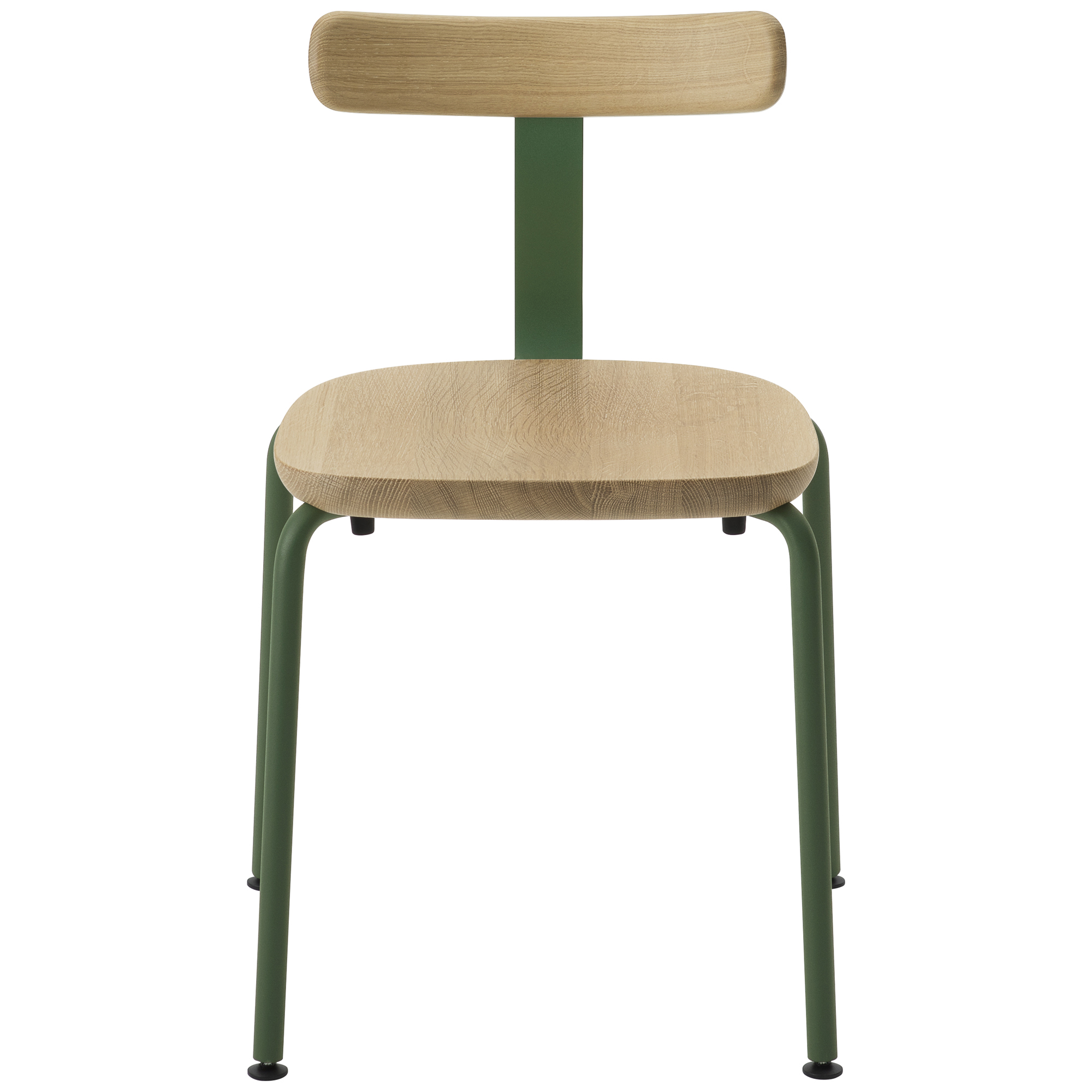 oak / urethane finish, whitish / Steel: green powder coated