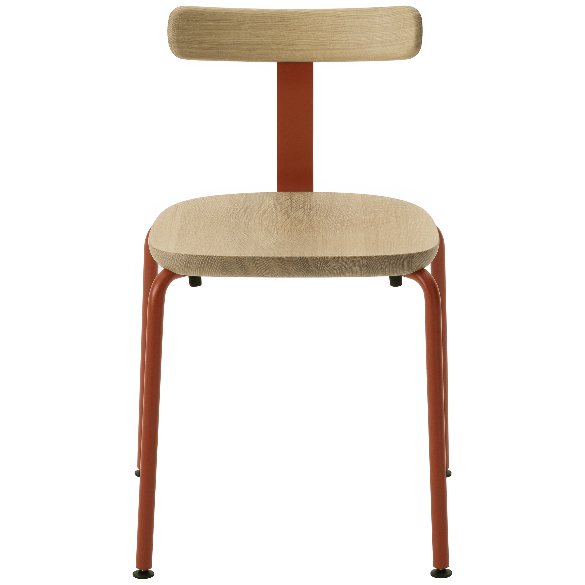 oak / urethane finish, whitish / Steel: red powder coated