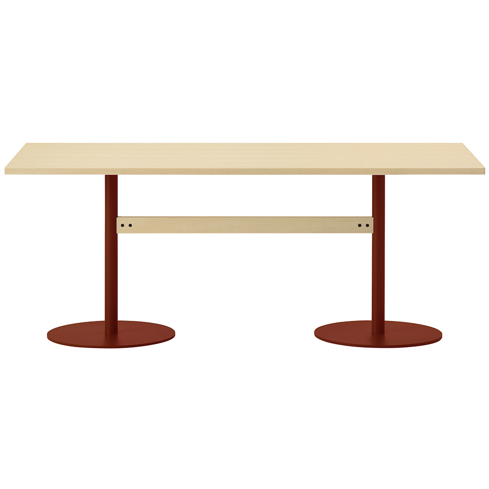 maple / urethane finish, clear / Steel: red powder coated