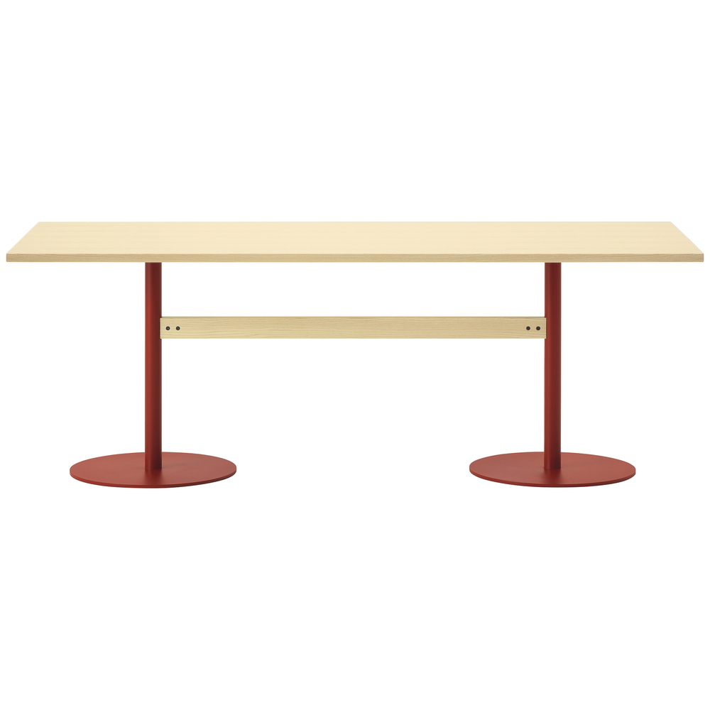 ash / urethane finish, whitish / Steel: red powder coated