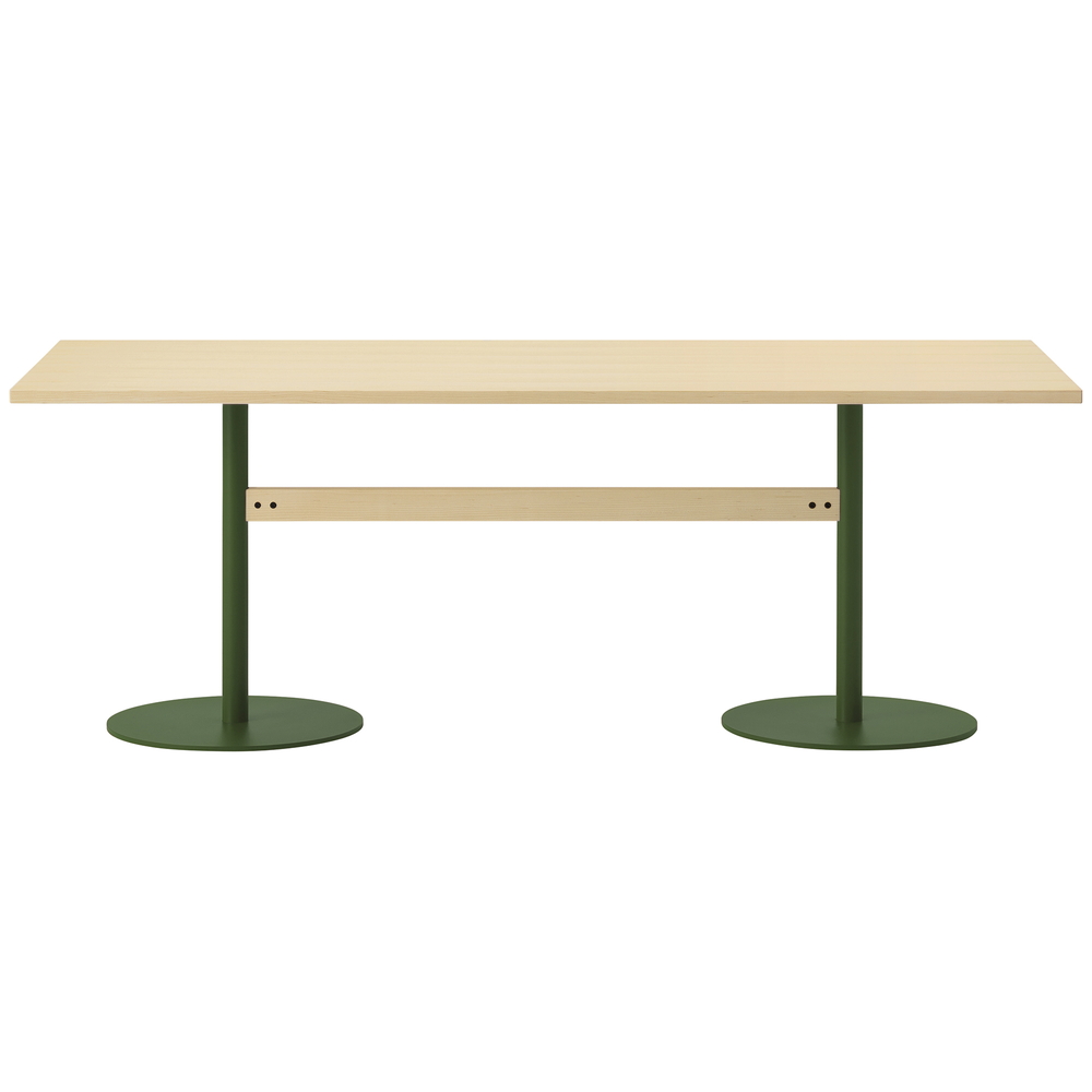maple / urethane finish, clear / Steel: green powder coated